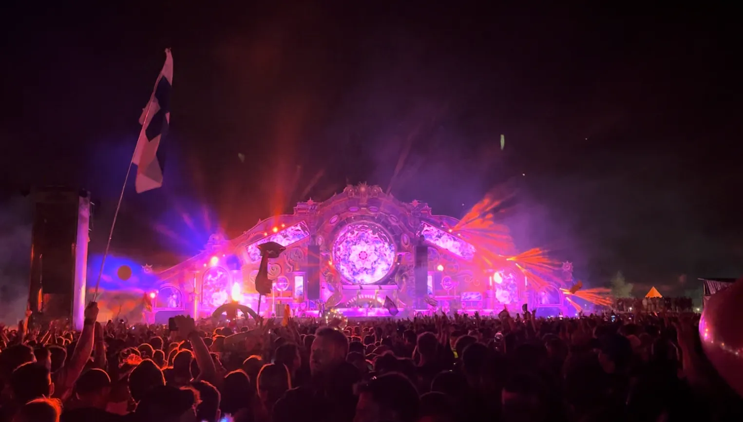 The Gathering stage lit up during the night show at Dreamville